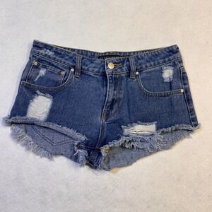 P.S. Erin Wasson Denim Shorts Womens 27 Blue Distressed Boho Festival‎ Cutoffs